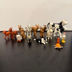 Playmobil Etc. Animal Figure Lot Cow Dogs Raccoon  Fawn Sheep Articulated Necks